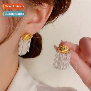tassel earrings fashion metal pin block silver Europe s925
