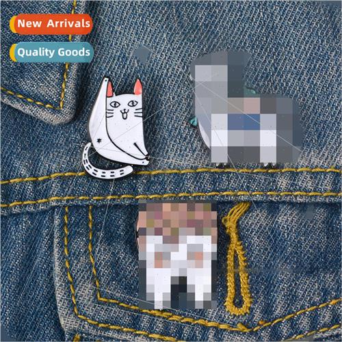 Creative New Cartoon Brooch Alpaca Cat Tooth Brooch Alloy Ba