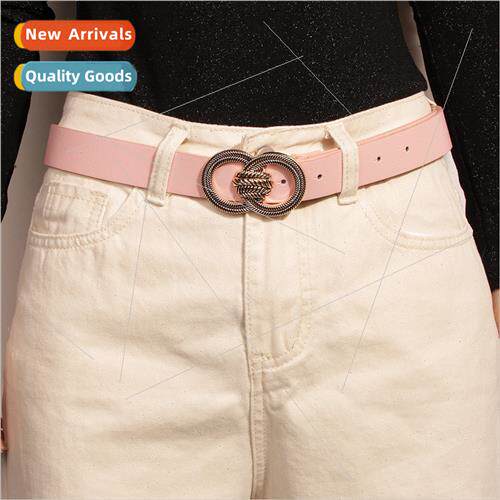 Europe Middle East basic  women belt gold double ring buckle