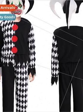 Scary Clown cos diamond lattice costume Halloween cosplay co