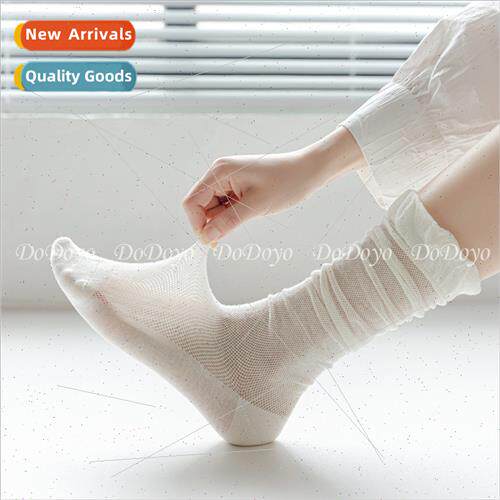 Whe calf socks womens summer thin hollow mesh walk in long c