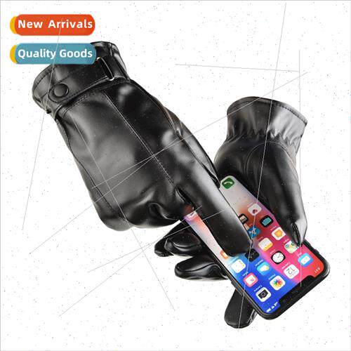 Men touch screen gloves fall winter washed leather PU leathe