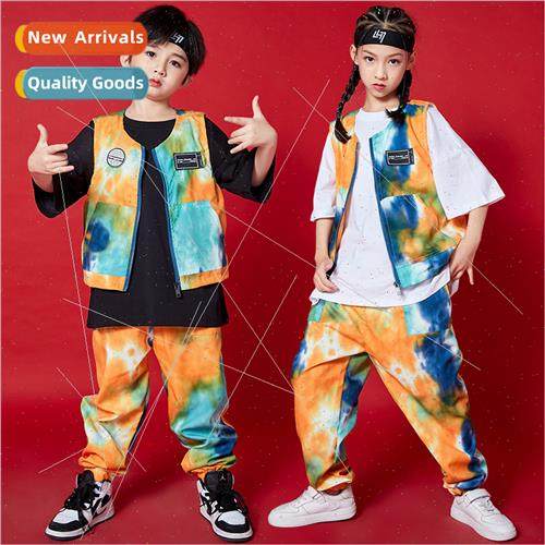 Childrens set dance costumes hip-hop su vest drum permance c