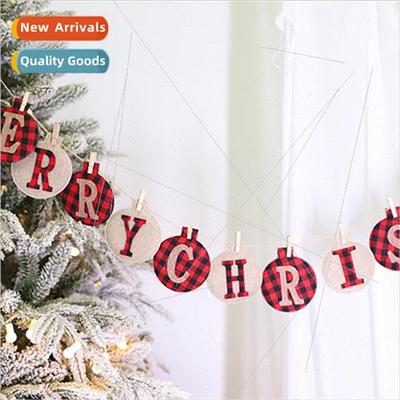 Christmas Flags Red Plaid Burlap Flags American Country DIY