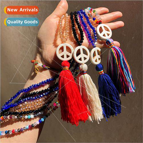 Europe Handmade Beaded Crystal Sweater Chain Necklace Women