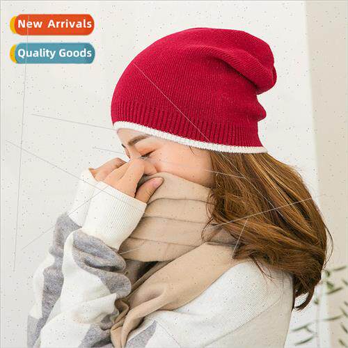 Winter warm woolen knted hat women Autumn winter nd solid co