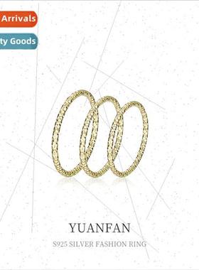 925 silver  Circle Thin Ring Female che Minimalist Chevron I