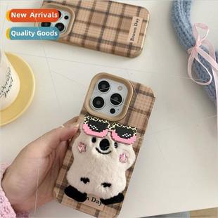 Plush Sunglasses Koala Holder Plaid 适用 iPhone 13 Apple 15