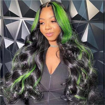 Natural Black Tinted Green Waves New Front Lace Head Covers