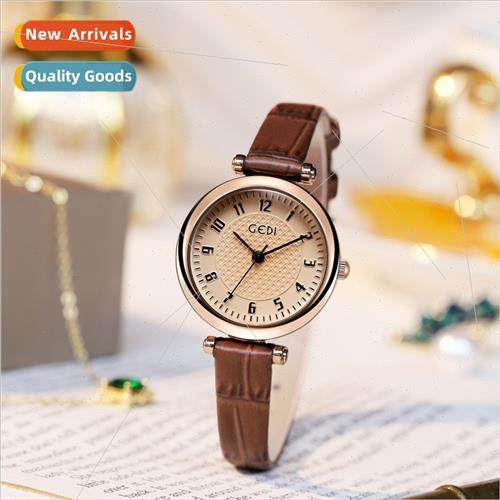 New simple retro student compact bamboo pattern belt quartz