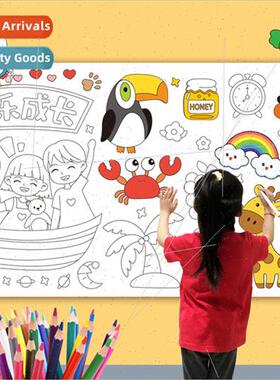 Children doodle scroll painting coloring drawing paper marke