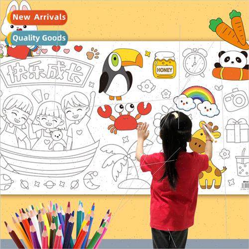 Children doodle scroll painting coloring drawing paper marke
