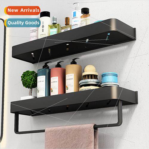 Space Aluminum Bathroom Shelf Toilet Bathroom Black No-Punch