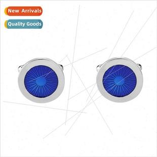 Blue Drip Shirt Fashion Cuffl Enamel Cufflinks Europe Oil