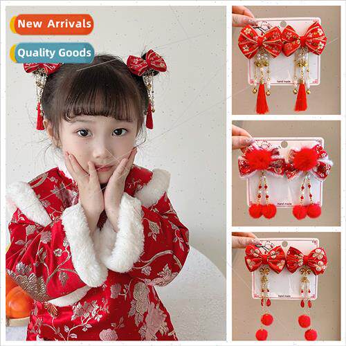 Children New Year bow pairs clips Chinese hanfu headdress fe