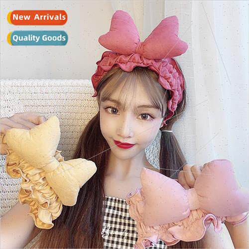 Korea sweet cute hair bands wash face bow hair band simple v