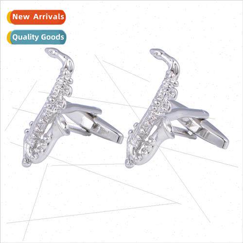 metal cufflinks musical instruments silver saxophone shape c