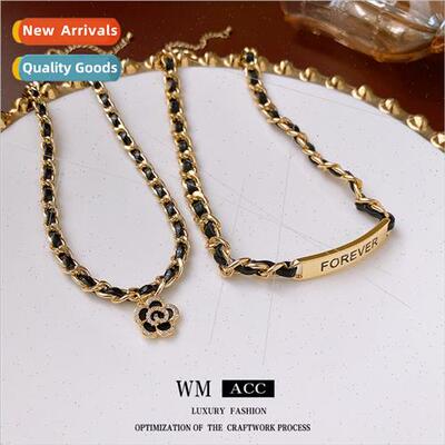 Flower Necklace Electroplated Leather Zirconia Fashion che C