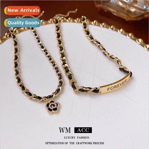 Flower Necklace Electroplated Leather Zirconia Fashion che C