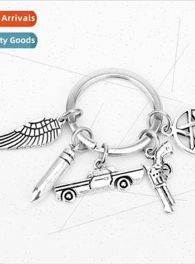 2018 New Evil 适用ce Keychain Wings Pentagram Pendant Keycha