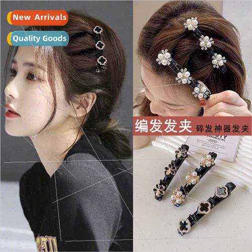 Whe Deer spring braided hair clips female side bangs broken