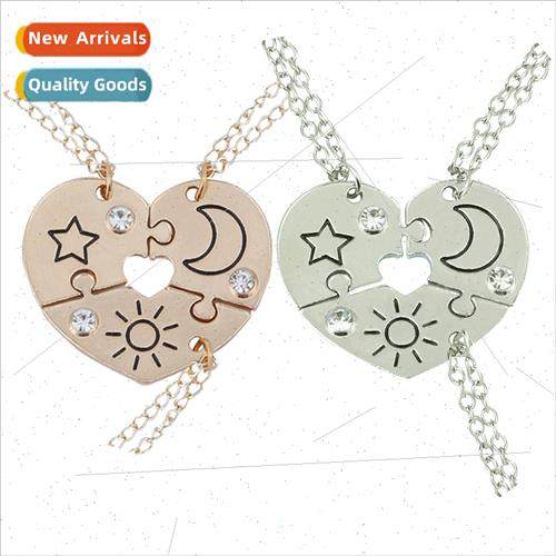 Love trio splicing necklace alloy pendant sun moon star pend