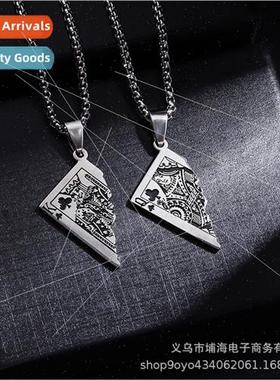 Europe playing cards Q/K pendant necklace tide men women ins