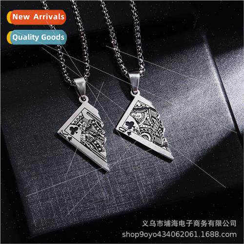Europe playing cards Q/K pendant necklace tide men women ins