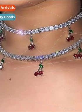 Europe 2020ins cherry pendant rhinestone set diamonds flash