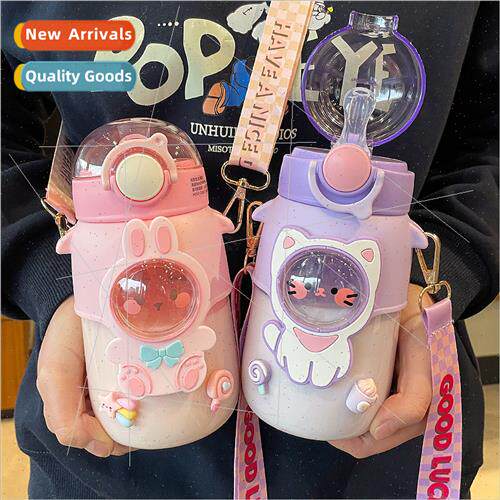 Cute compact straw water cup girls high color value ins girl