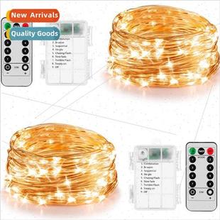 wire led string Waterprobattery remote copper lights con box