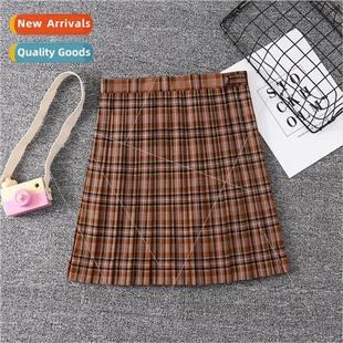 Summer Skir Whe body Half Autumn Spring Check Black Brown