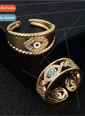Europe Fashion Copper Gold-Plated Micro Zirconia Devil Eye R
