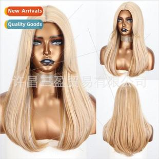 blonde pick eight fashion bang parting wig middle Europe dye