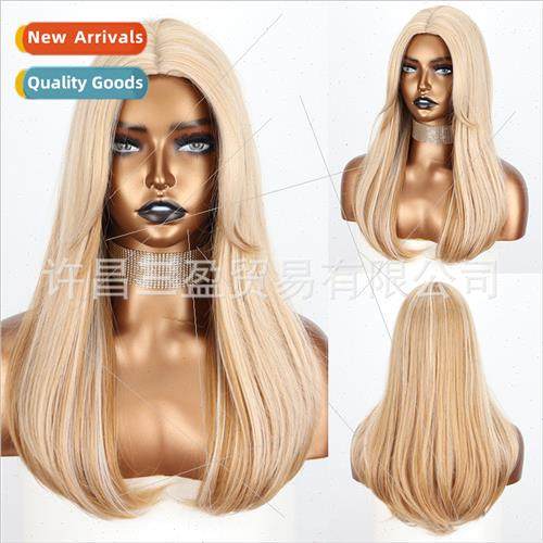 Europe fashion wig blonde pick dye middle parting eight bang