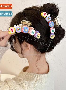Fun Mahjong Grab Clip Female Spring Back Head Plate Hair Sha