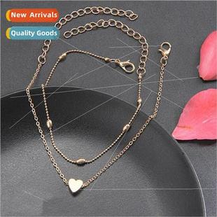 Footwear Europe Fashion Double Layer Heart Beach Anklet Wome
