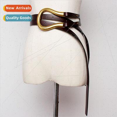 Slanting ladies belt fashion Europe  belt leather horseshoe
