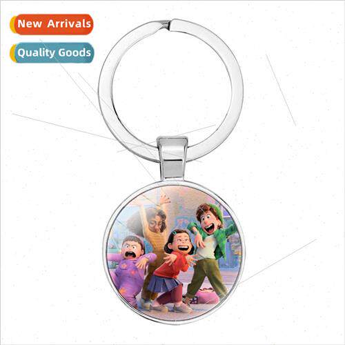 turning red cartoon pattern time gem key ring youth metamorp