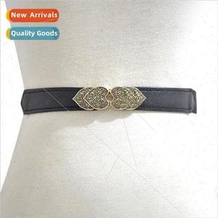 Floral Buckle Elastic Europe Fashion Retro Waistband Women