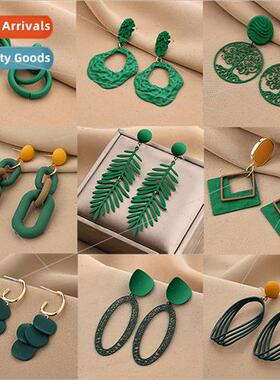 Green earrings silver pin earrings hundred matching earrings