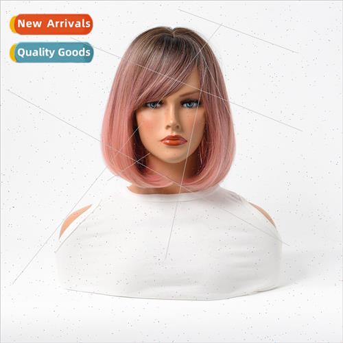 Europe Short O Pink Ticked Women Chemical Fiber Rose Net Wig