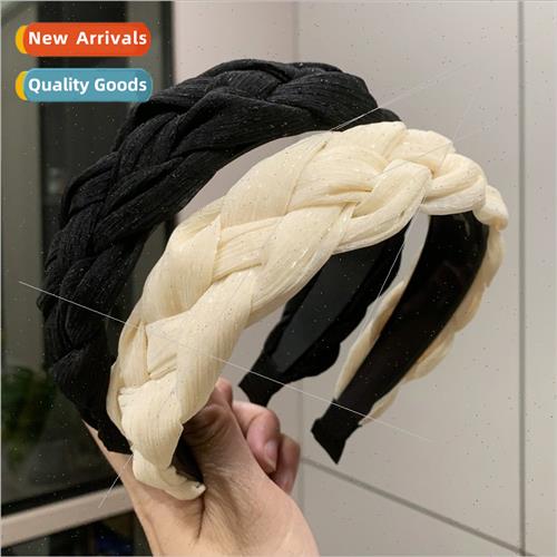 Hair grotto new shiny silk yarn hair band teeth -slip pressu