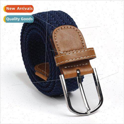 Stch woven belt ladies men universal pin buckle elastic pant