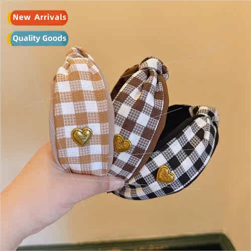 Plaid retro versatile new fall winter wide  twisted hair car