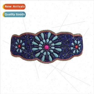 Women Heavy Duty Bohemian Turquoise Firework Pattern Stch Wa