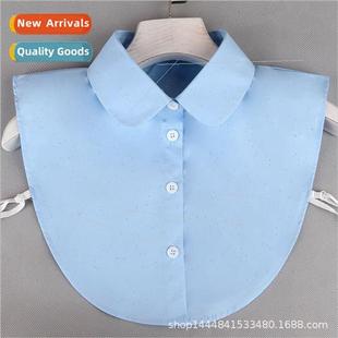 blue false versatile new car shirt cotton women Korea collar
