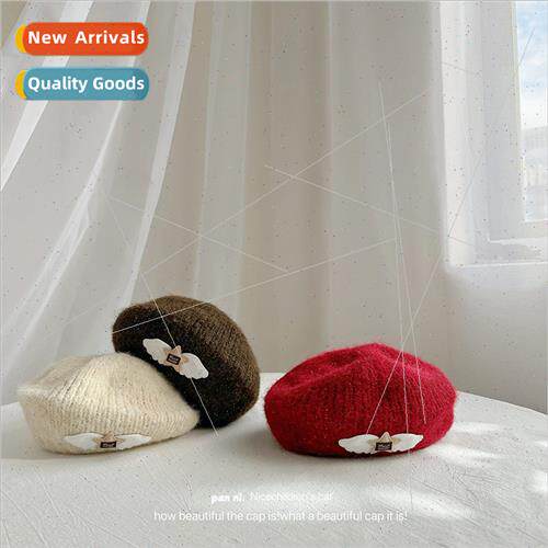 Wings pentagram letters children wool beret winter fall  gir