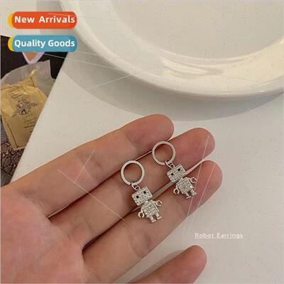 cute robot earrings female simple cold wind fashion earrings