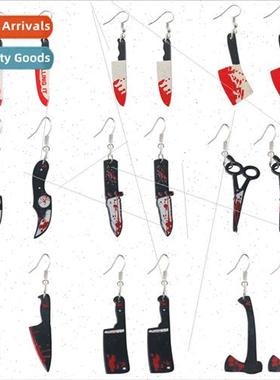 New Halloween axe scissors dagger sharp knife chopper earrin